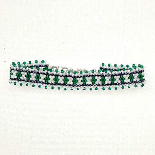 Green Emerald Hand Beaded Bracelet